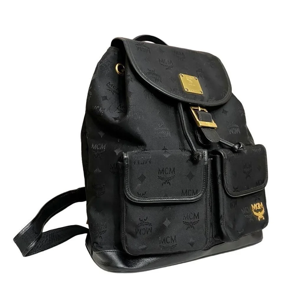 MCM Nylon Leather Backpack Black  Y0130